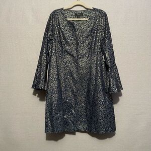 New Midnight Velvet Bell Sleeve Denim Overcoat - size 16